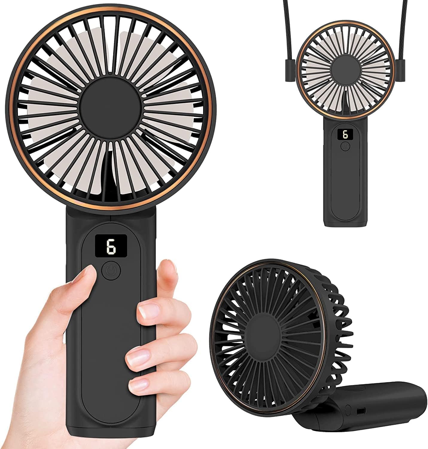 Handheld Fan, Portable Fan, 4000mAh Rechargeable Personal Fan, 180° Foldable Min...