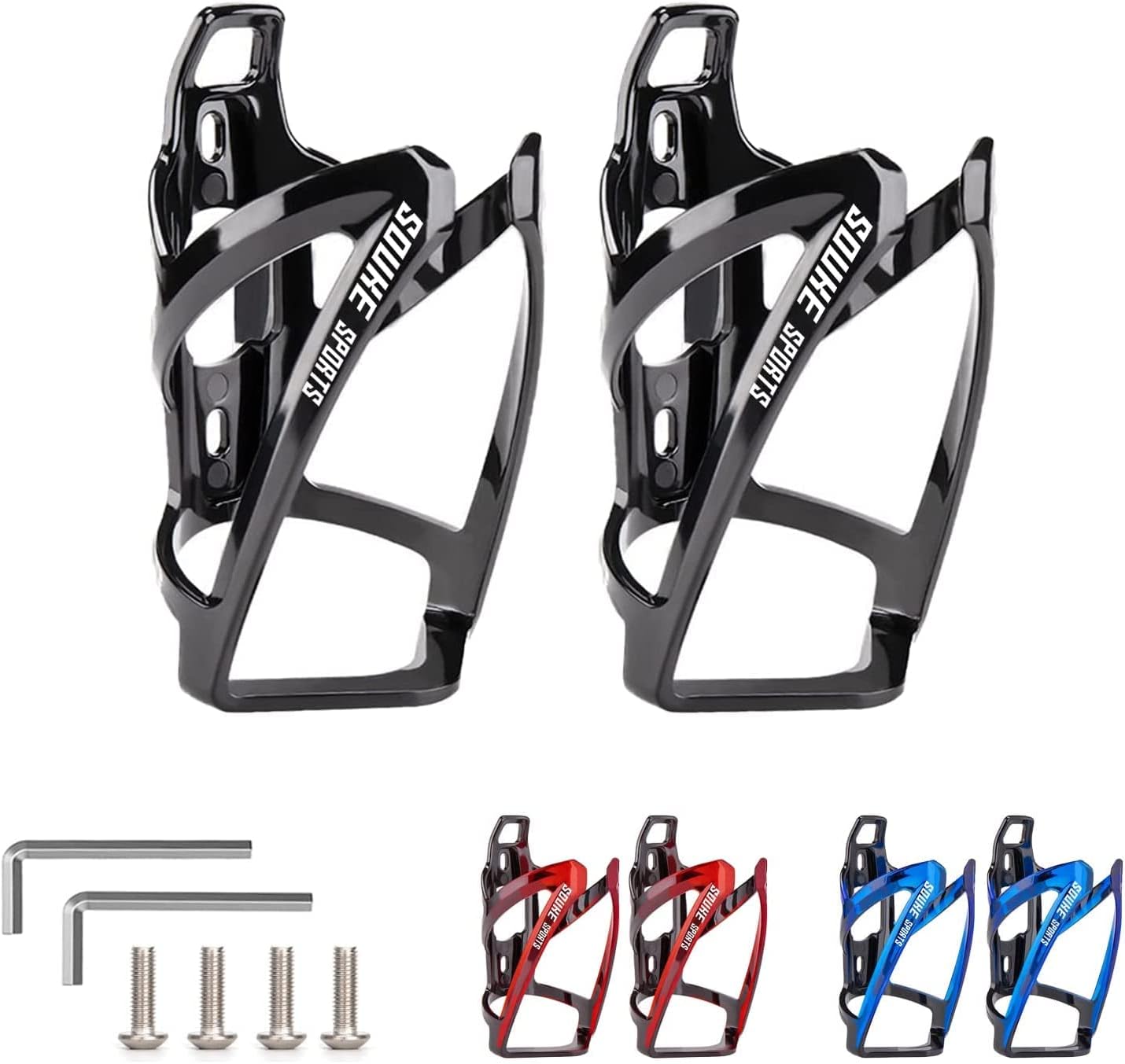 Souke Sports Bike Water Bottle Cage,2 Pack Lightweight and Sturdy Bicycle Bottle...