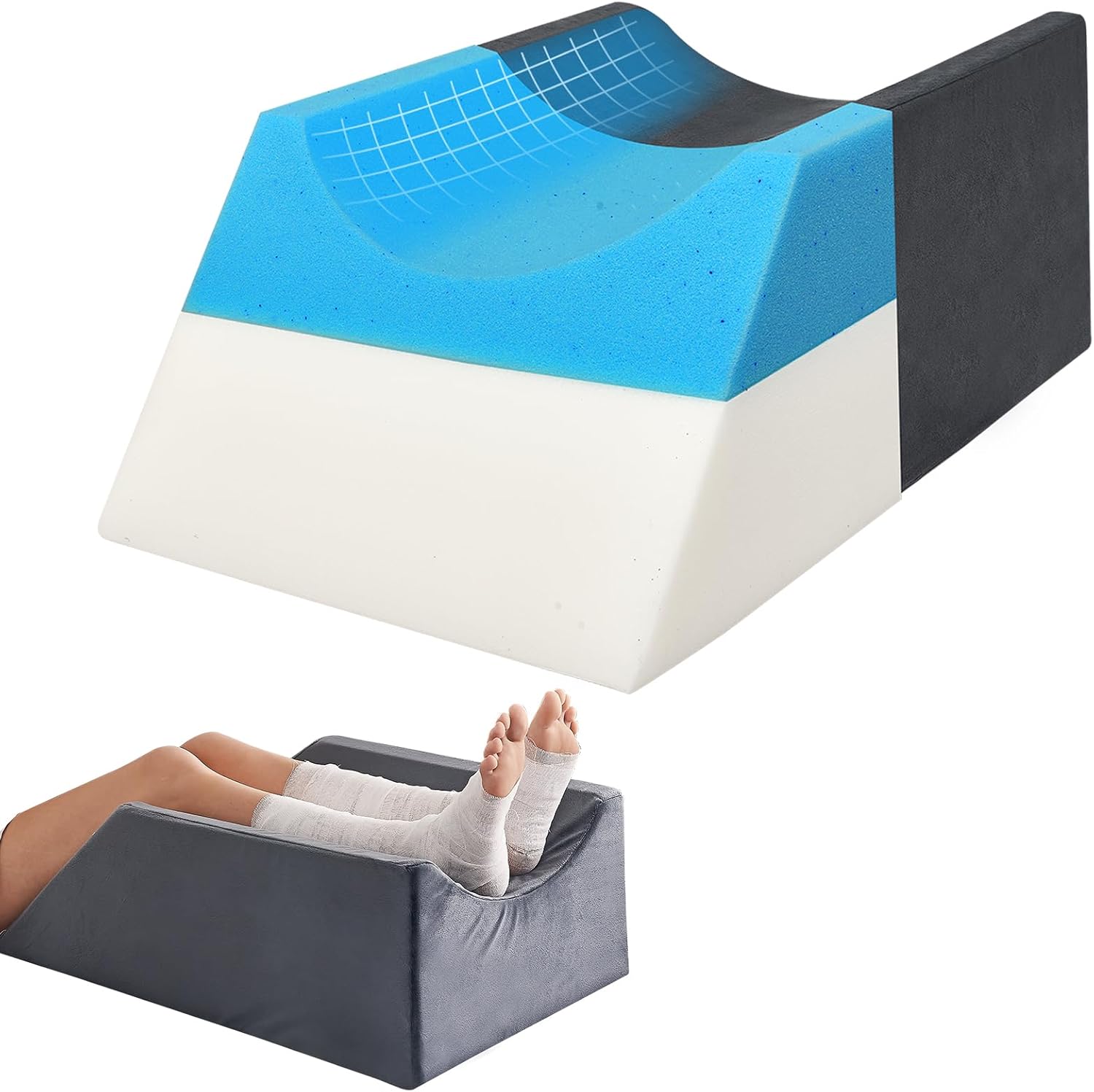 JOYWOO Double Leg Support Elevation Pillow – Ideal for Post-Hip Replacement, Bac...