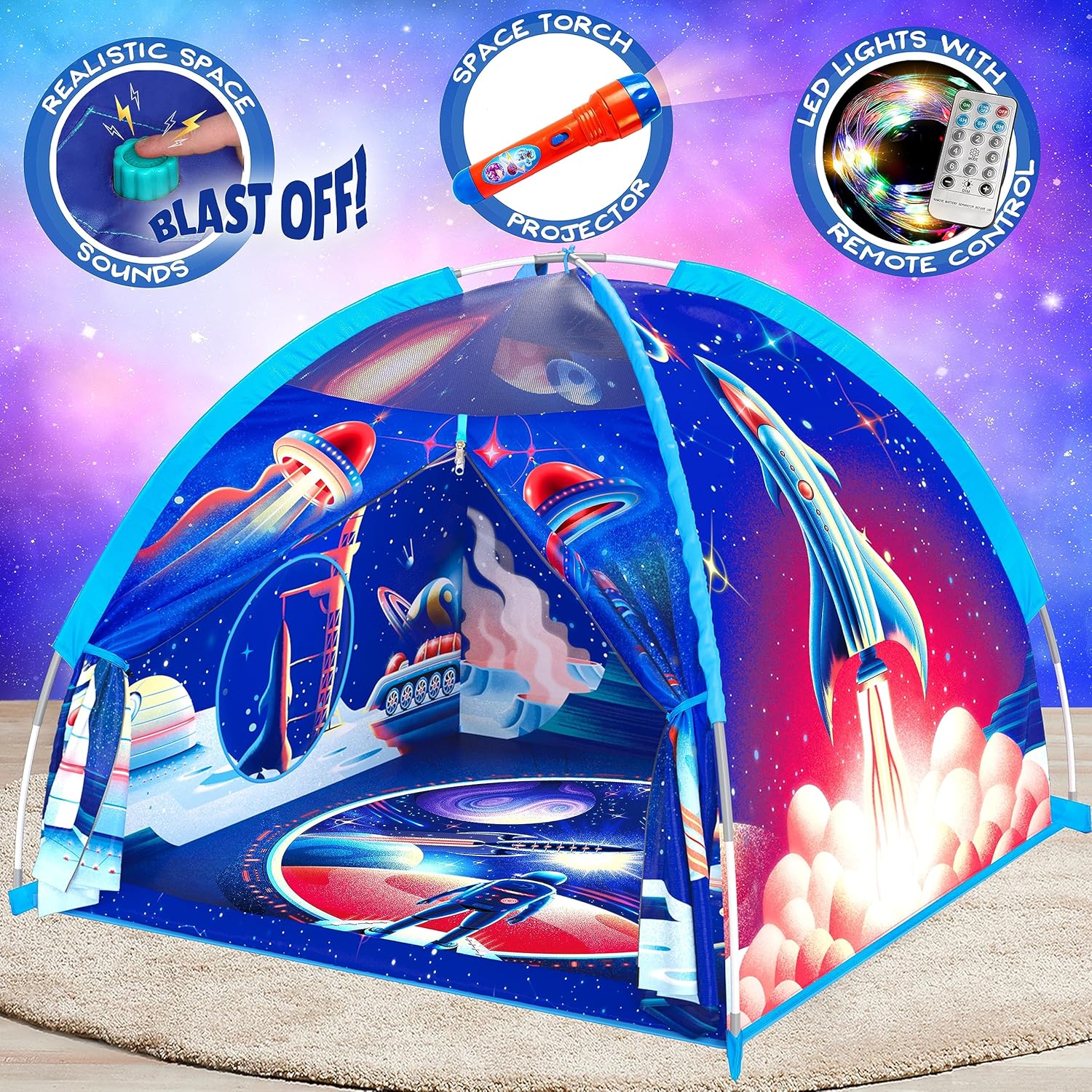 W&O Space Super Dome with Blast Off Button, Space Projector and LED Lights - Ult...
