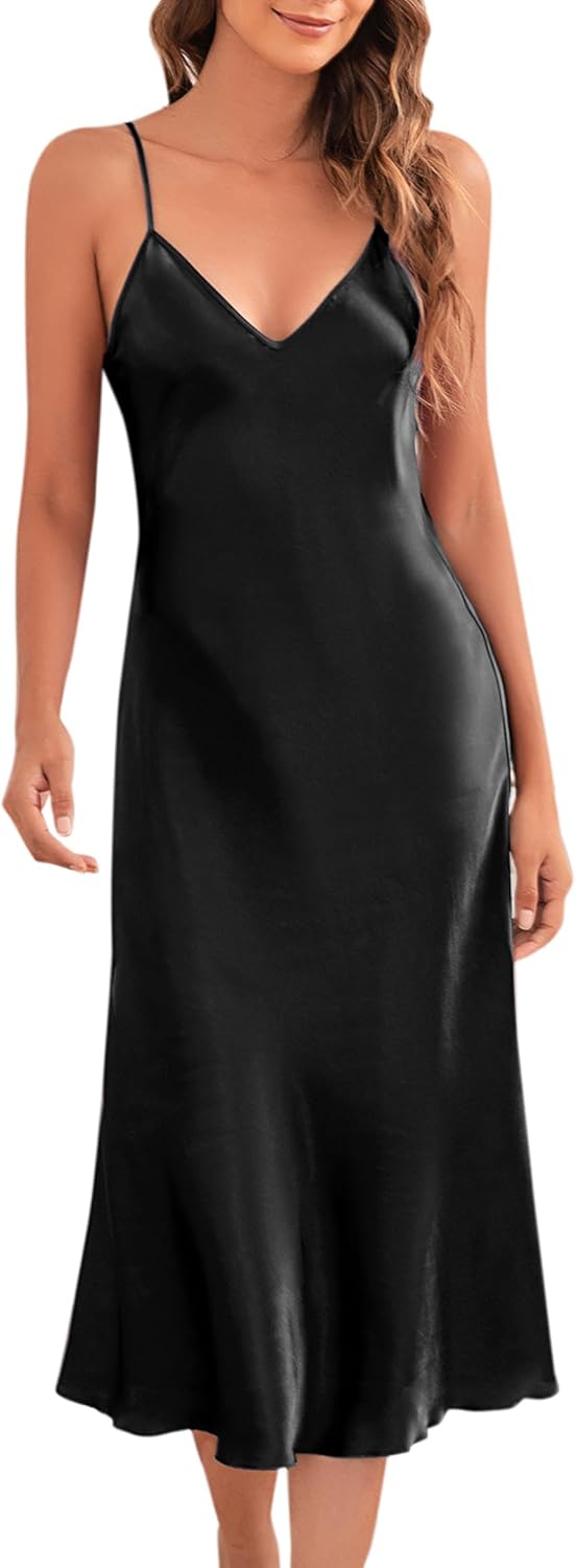 Marvmys Satin Nightdress for Women UK Long Negligees Strap Chemise Nighties for...
