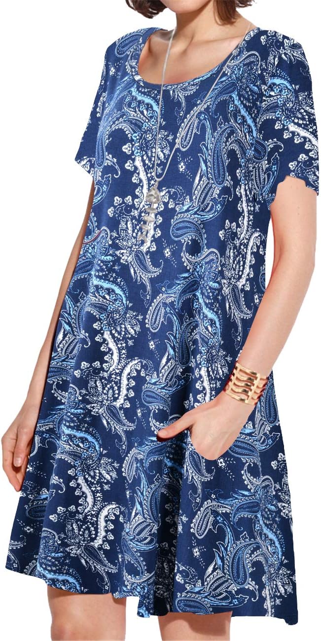 JollieLovin Women's Casual Swing Loose T-Shirt Dress Summer Short Sleeve Dresses...