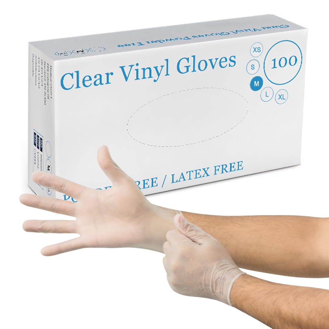 K-MART Clear Disposable Gloves, Food Grade Powder-Free Rubber Gloves, Multipurpo...