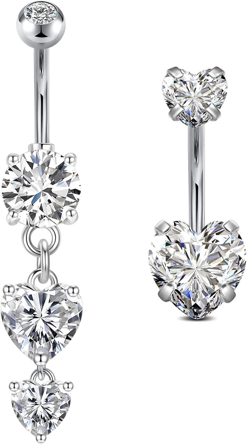 VCMART 2pcs Silver Belly Bars Surgical Steel 10mm...