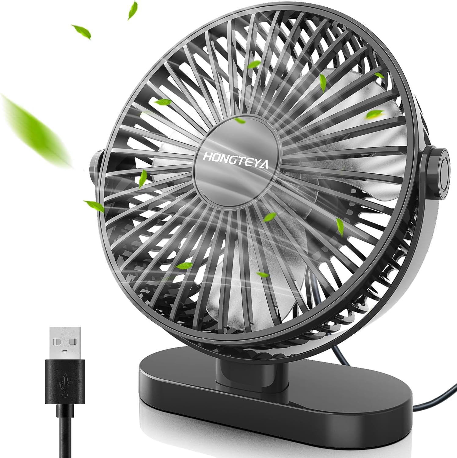 HONGTEYA 6.4 Inch USB Desk Fan,3 Speeds Adjustable Desktop Table Fan, 360¡ã Rota...