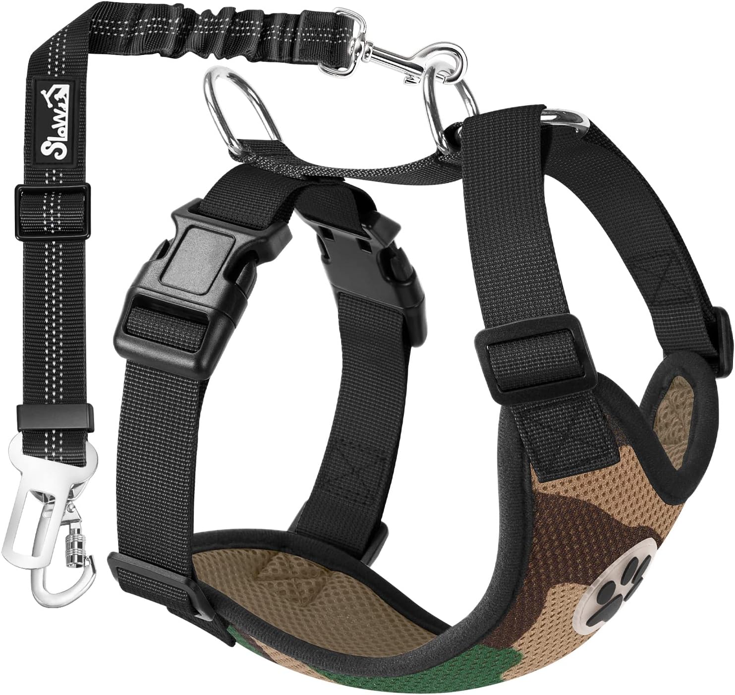 SlowTon Dog Seat Belt Harness for Car, Dog Car Harness Adjustable Mesh Breathabl...
