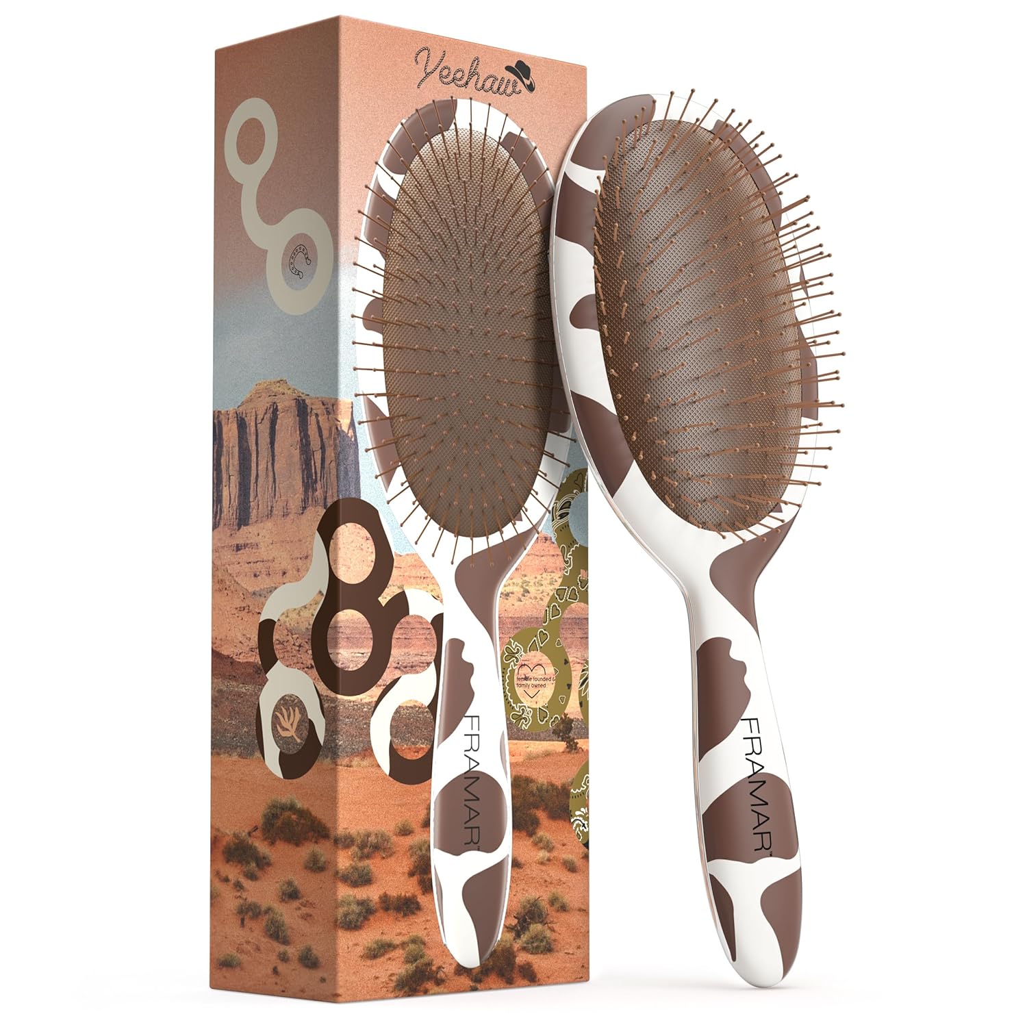 FRAMAR Curly Hair Detangler Brush – Detangler Brush For Curly Hair Cow Print Hai...