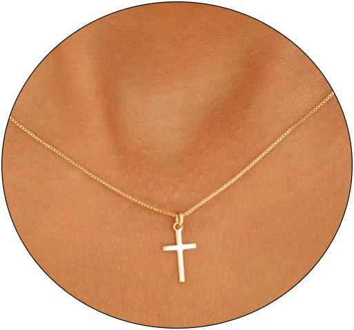 Cross Necklace for Women 14K Real Gold/Silver Plated Dainty Small Cross Pendant...