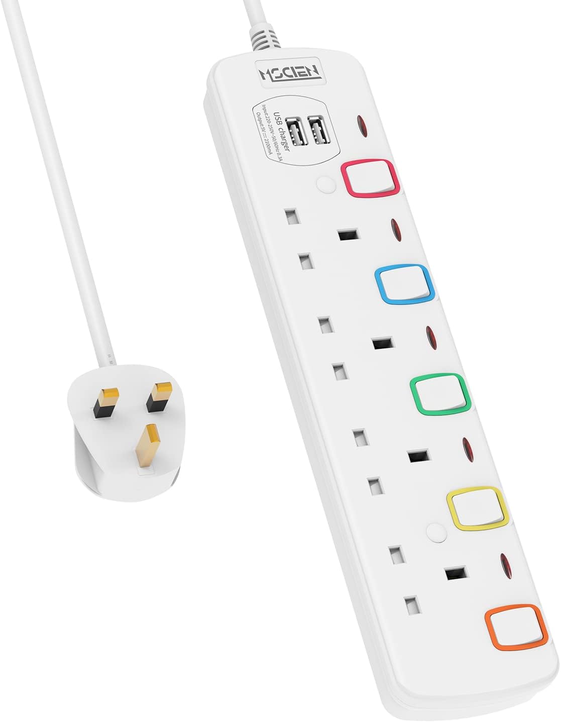 4M 4 Way Extension lead with USB Slots, Mscien Extension Lead with Individual Sw...