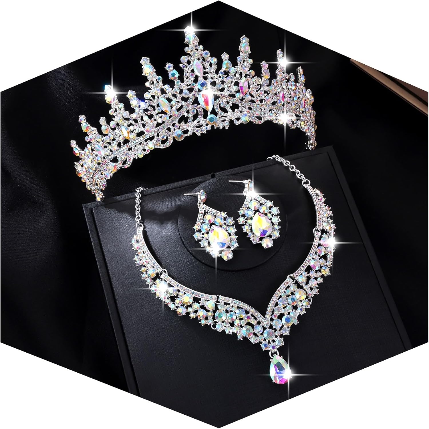 Kamirola Tiaras and Crowns for Women,Tiaras Earrings Necklace, Crystal Bridal Je...