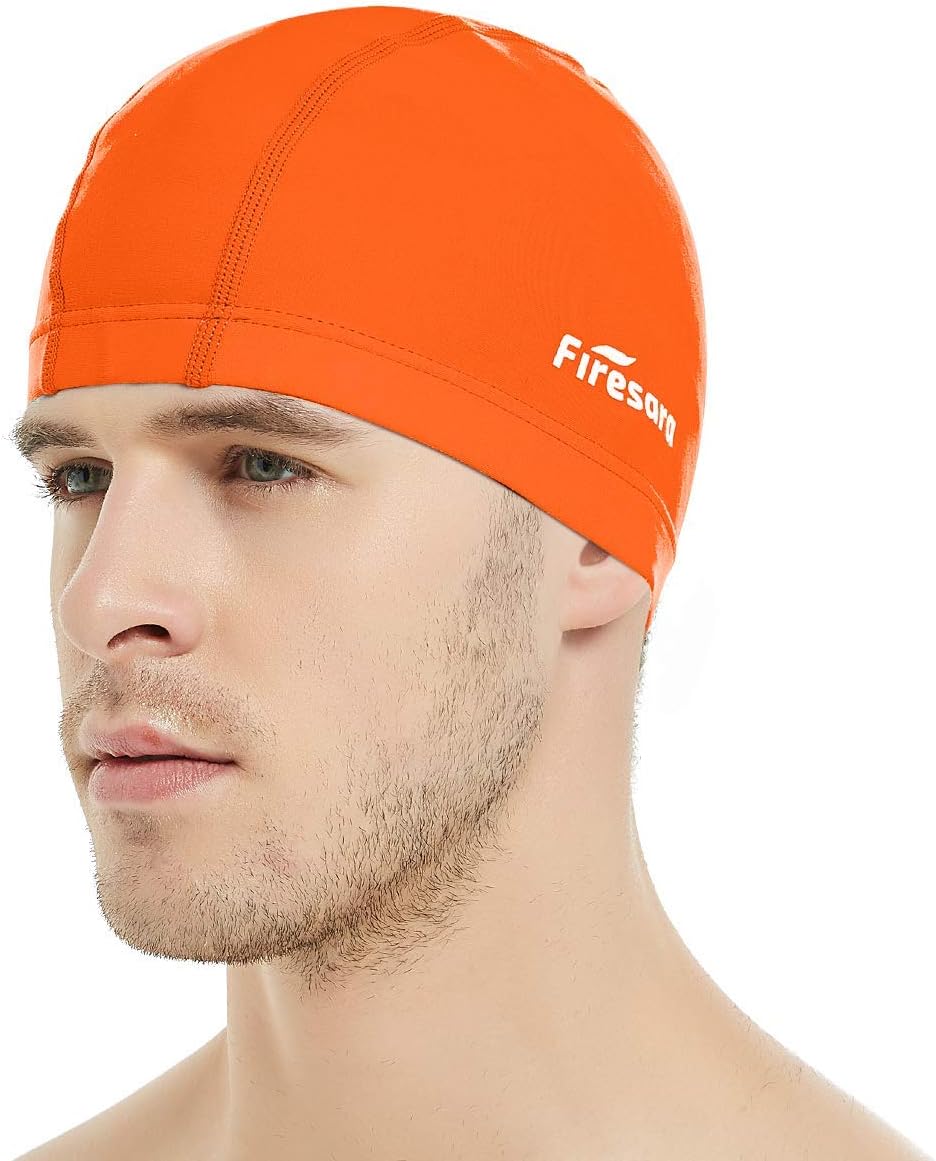 Firesara Fabric Swim Cap, High Elasticity Swimming Cap Keeps Hair Clean Breathab...