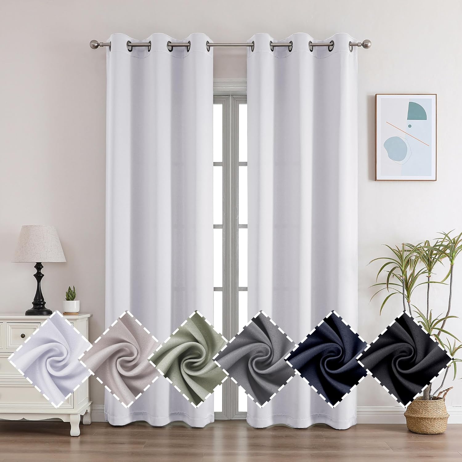 Athena Satin Curtains 84 Inches Long 2 Panels for Bedroom, Light Filtering Soft...