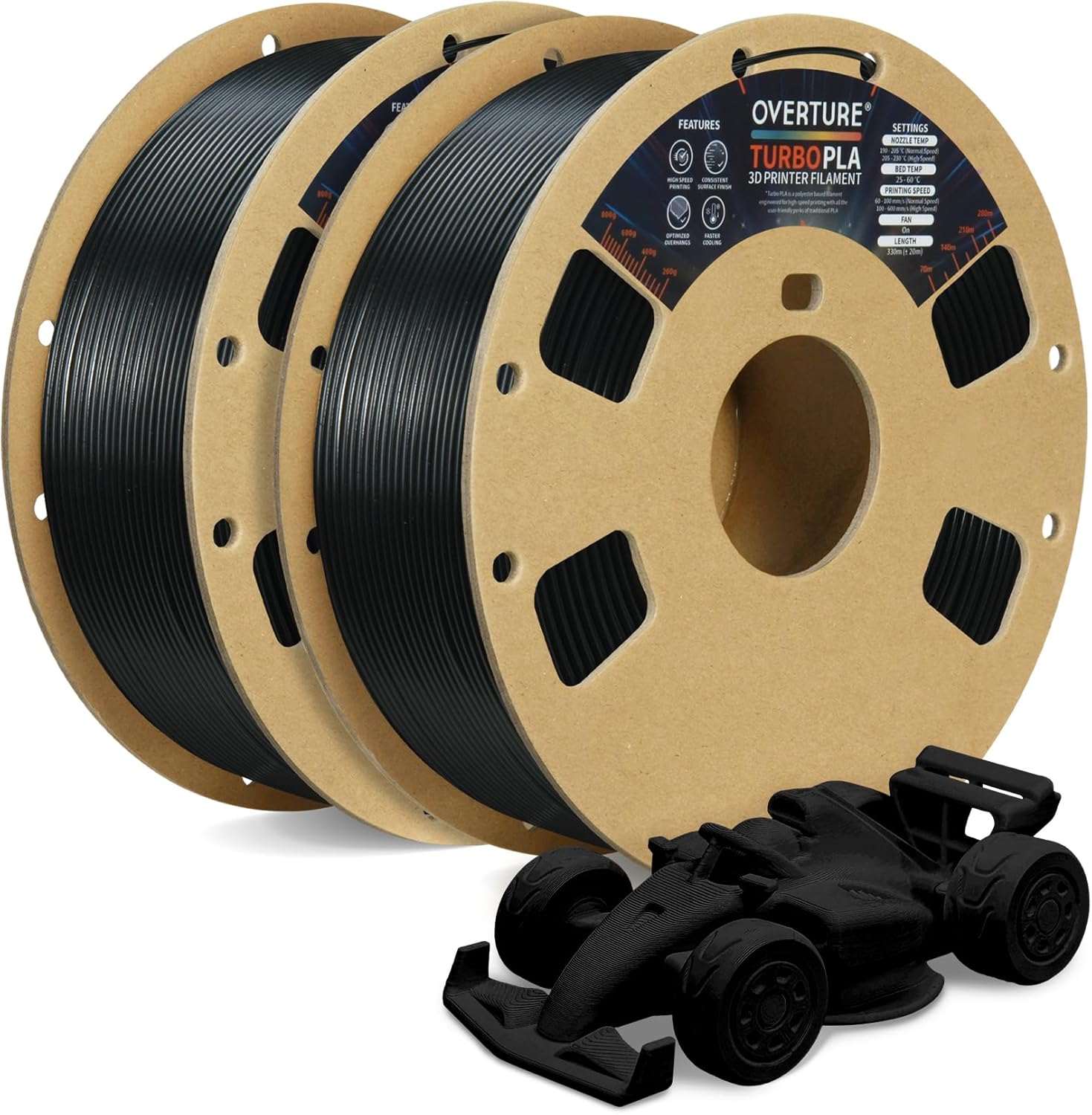 OVERTURE Turbo PLA Filament 1.75mm Rapid PLA Filament High Speed 600mm/s, 2KG Ca...