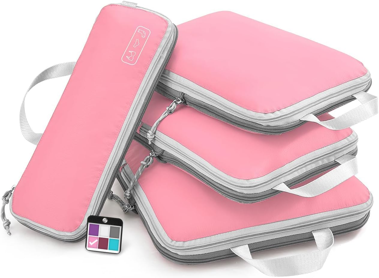 OlarHike 4 Set Compression Packing Cubes for Suitcases,Travel Essentials, Lightw...
