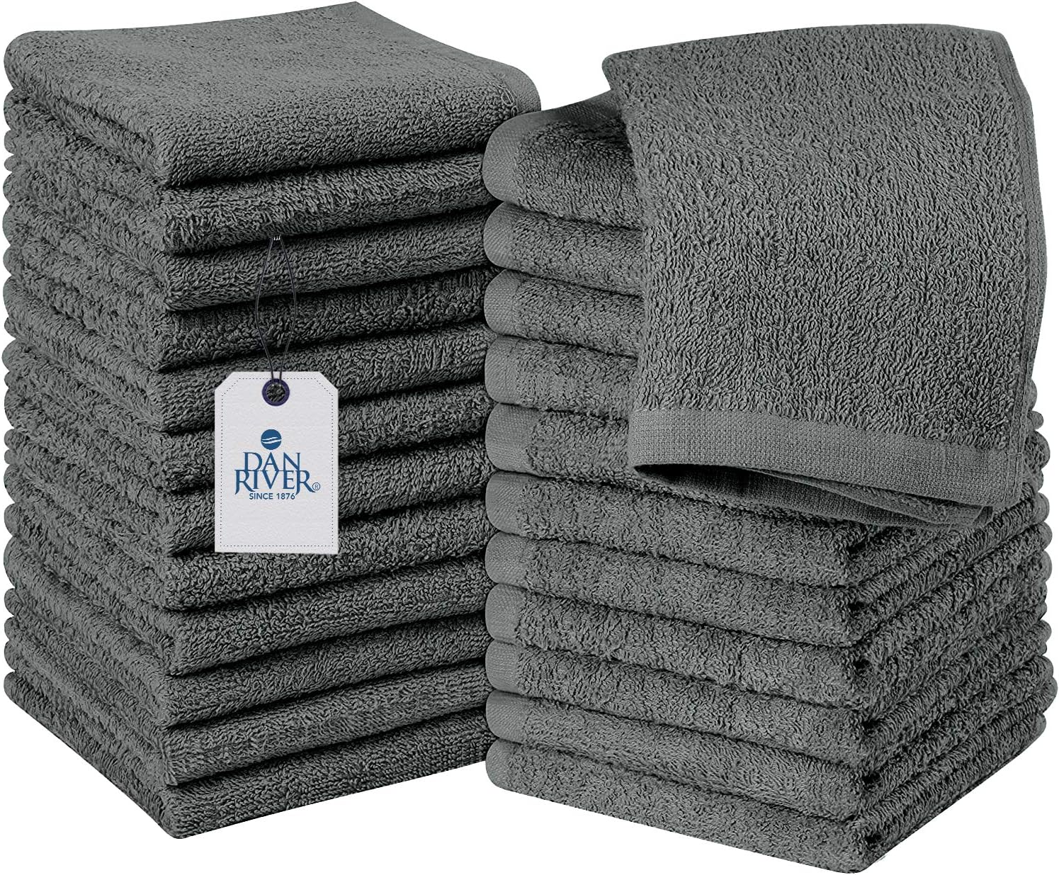 DAN RIVER 100% Cotton Washcloths 24 Pack Premium Quality Face and Body Cloth, Qu...