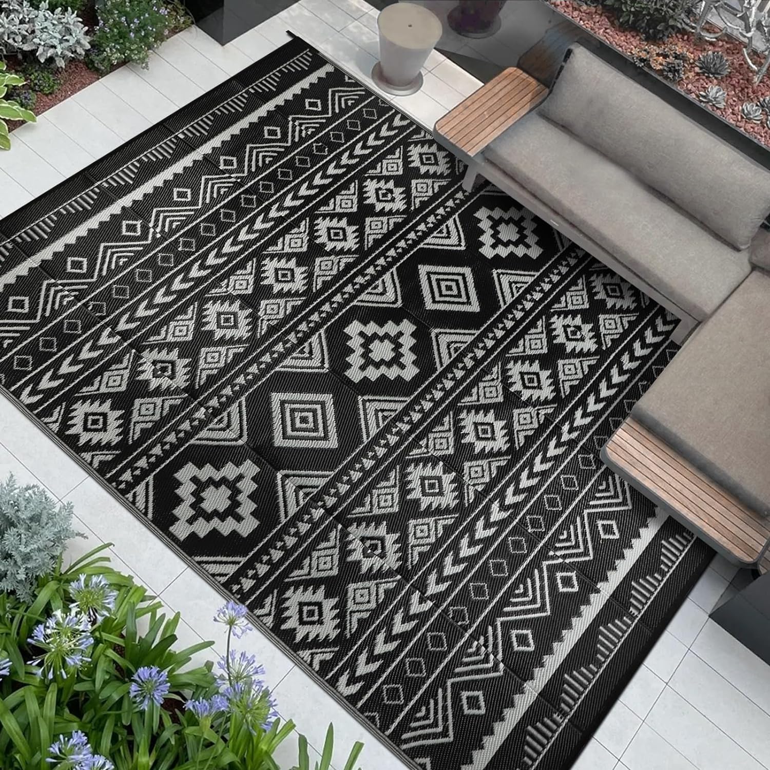 Famibay Outdoor Rugs Waterproof Large Outdoor Patio Garden Rug Reversible Mat Po...