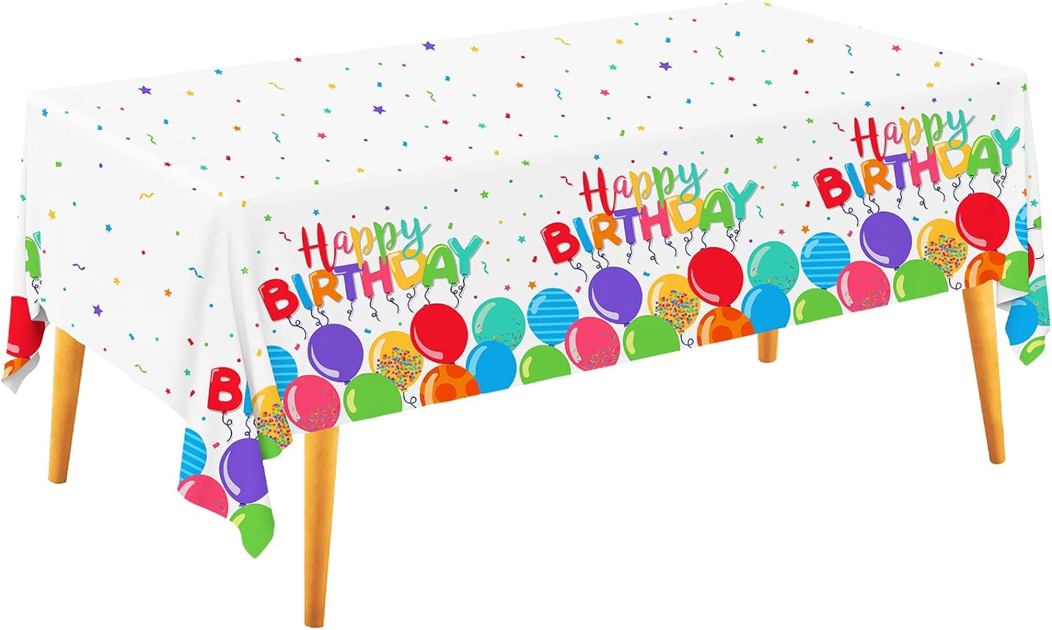 Gatherfun Birthday Disposable Tablecloth, Plastic Table Cover for Kid’s Birthday...