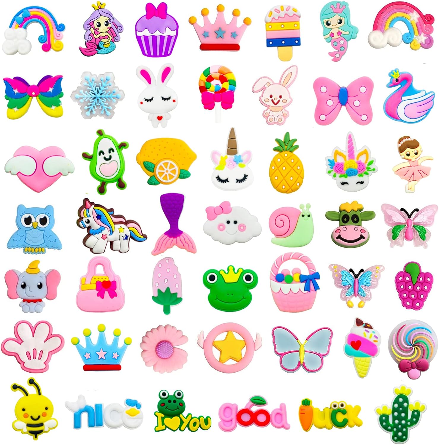 Kinearcharms 28 50 100pcs Different Shape Shoe Charms for Princess Gilrs and Boy...