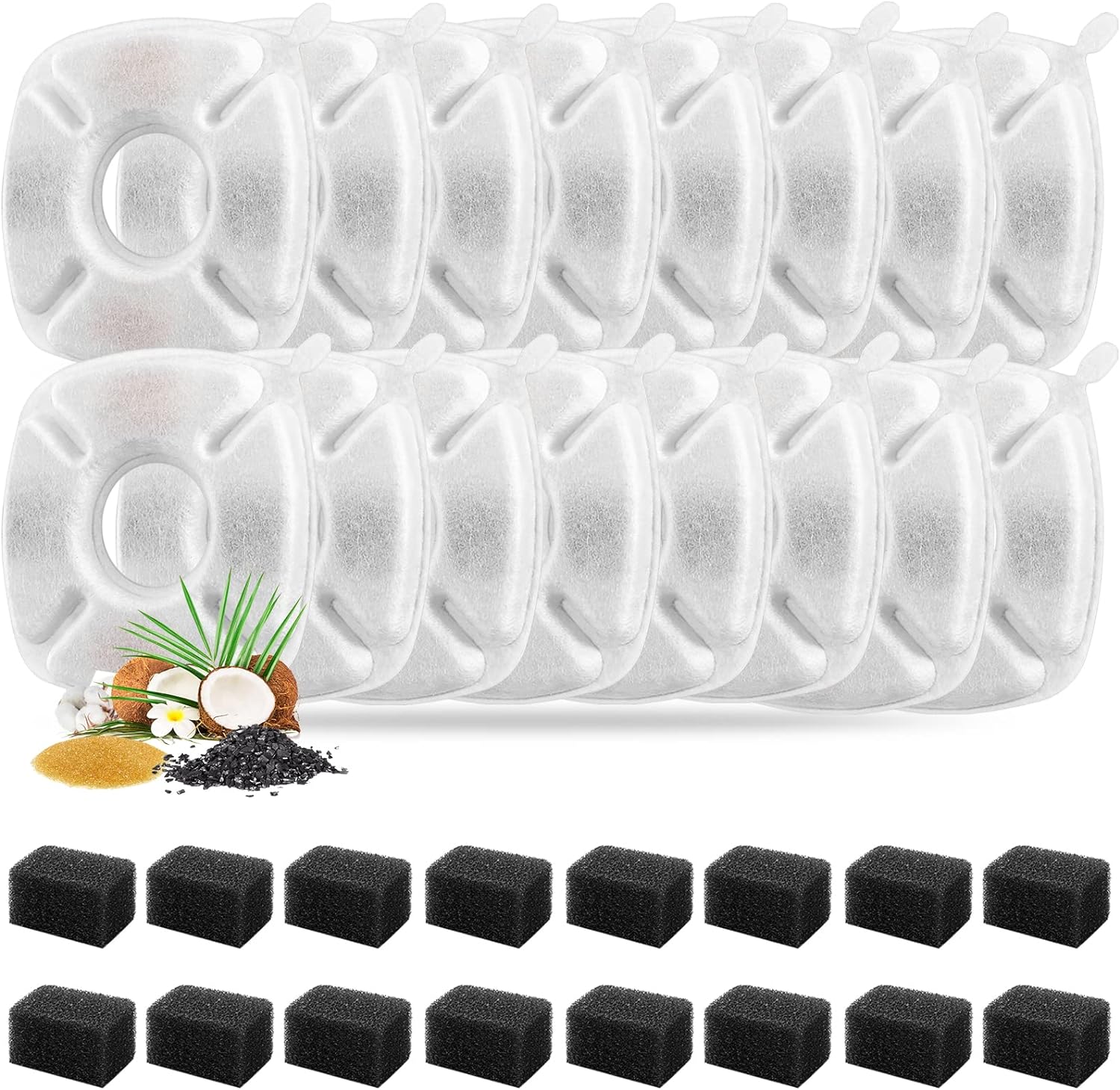 32 Pcs Cat Water Fountain Replacement Filters- 16 Pack Cat Fountain Filters with...