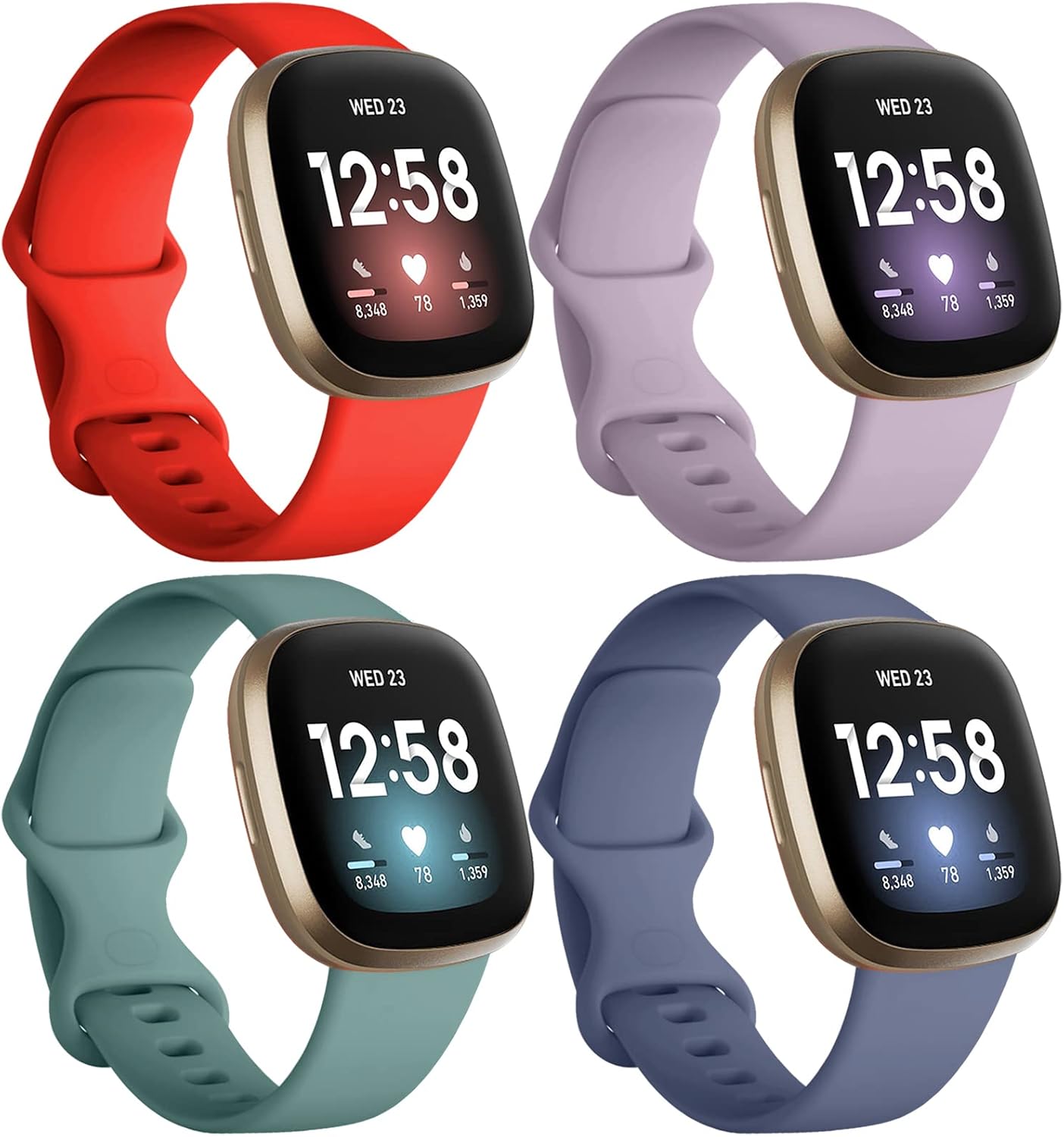 Dirrelo Bands Compatible with Fitbit Sense/Versa 3, Soft TPU Sport Strap Band, R...