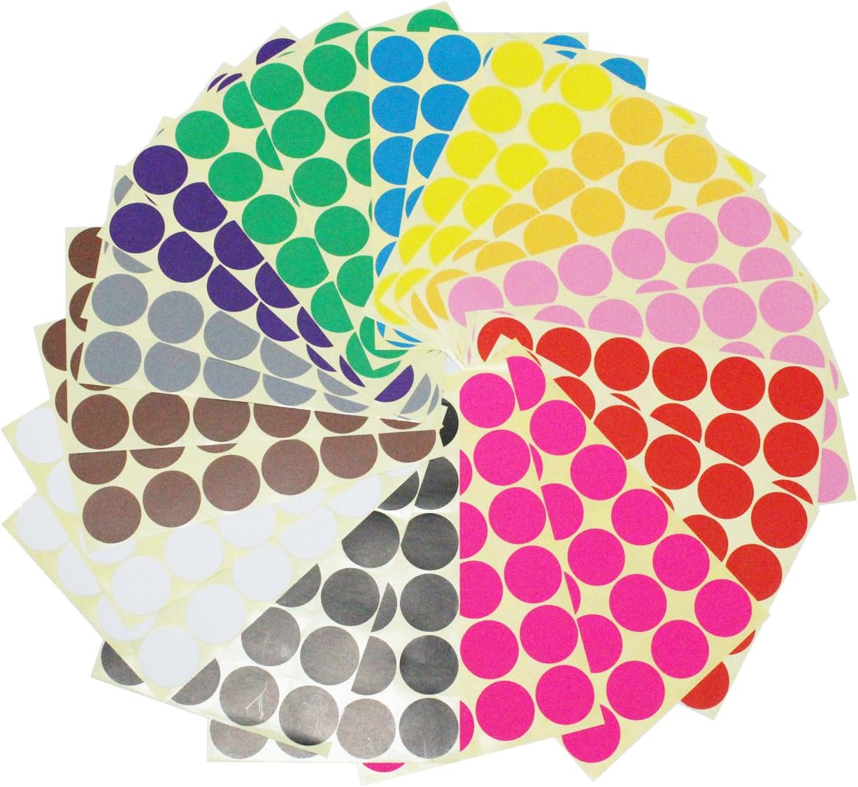 LJY 32mm Large Sticky Round Dot Stickers Color Coding Labels, 12 Different Assor...
