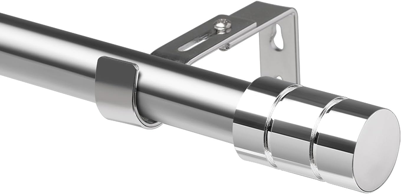 Curtain Poles, Length-Adjustable Silver Curtain Pole，Curtain Rod 2.5cm Diameter...