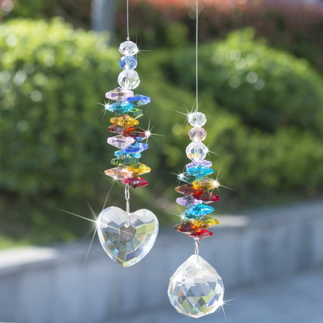 H&D HYALINE & DORA Crystal Rainbow Suncatcher Glass Heart Prism Chakra Colors Be...