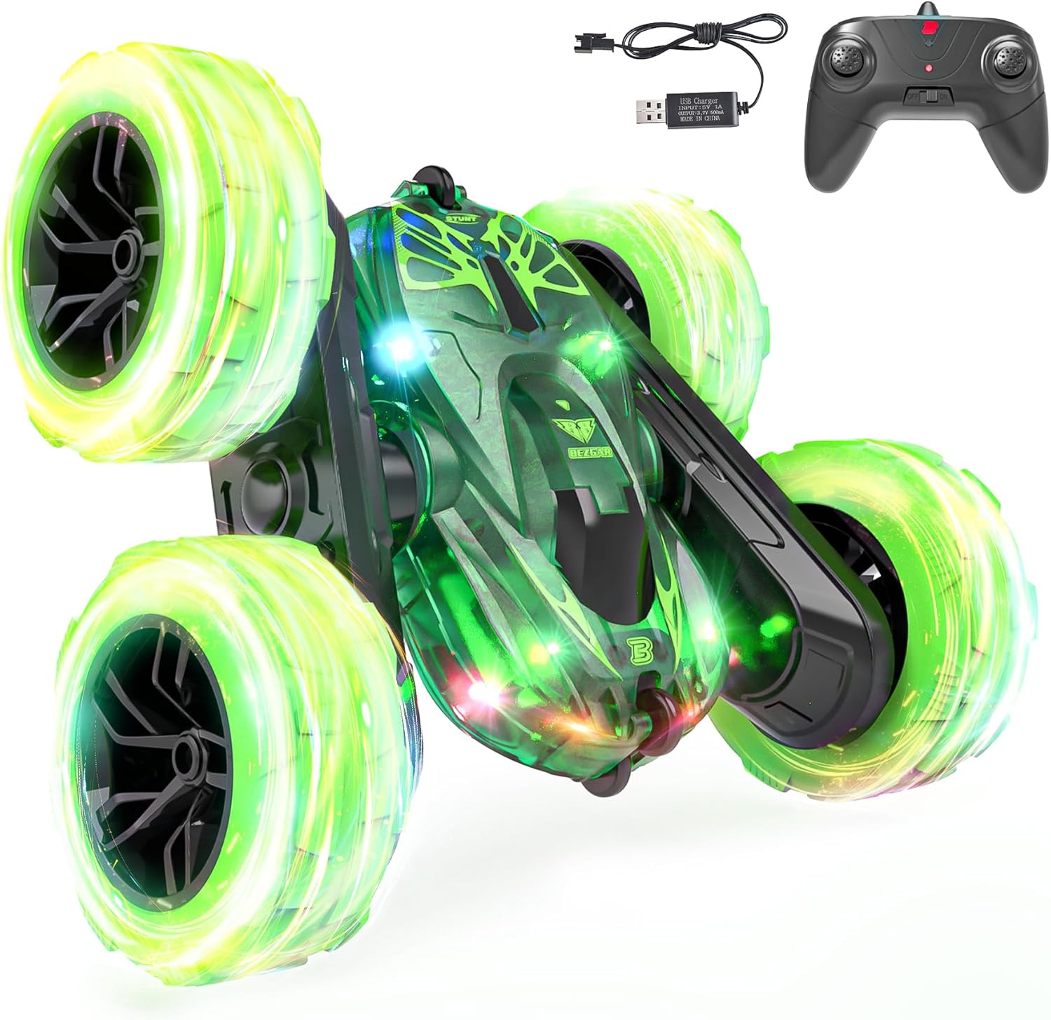 BEZGAR Remote Control Car for Boys - Double Sided 360 Rotating Flips RC Stunt Ca...