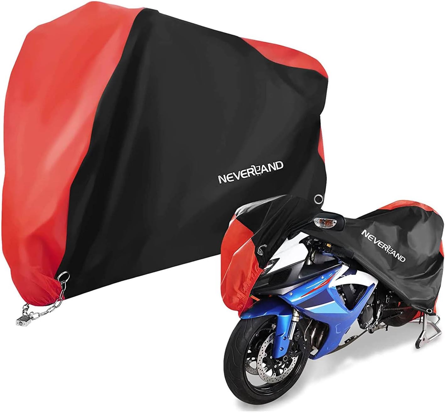 Motorbike Cover Heavy Duty Motorcycle Cover NEVERLAND 210D Oxford Fabric Waterpr...