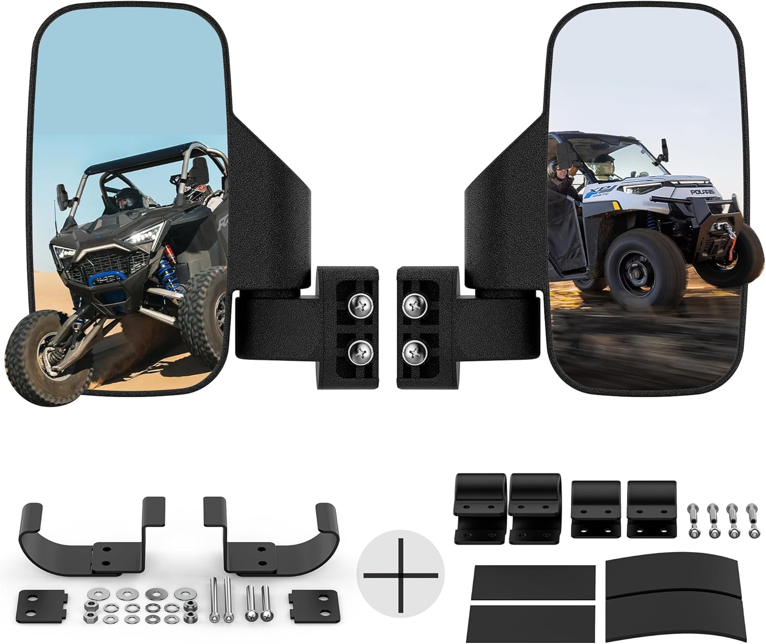 Universal UTV Side Mirrors,UTV Mirror with Two Installation Methods Compatible w...