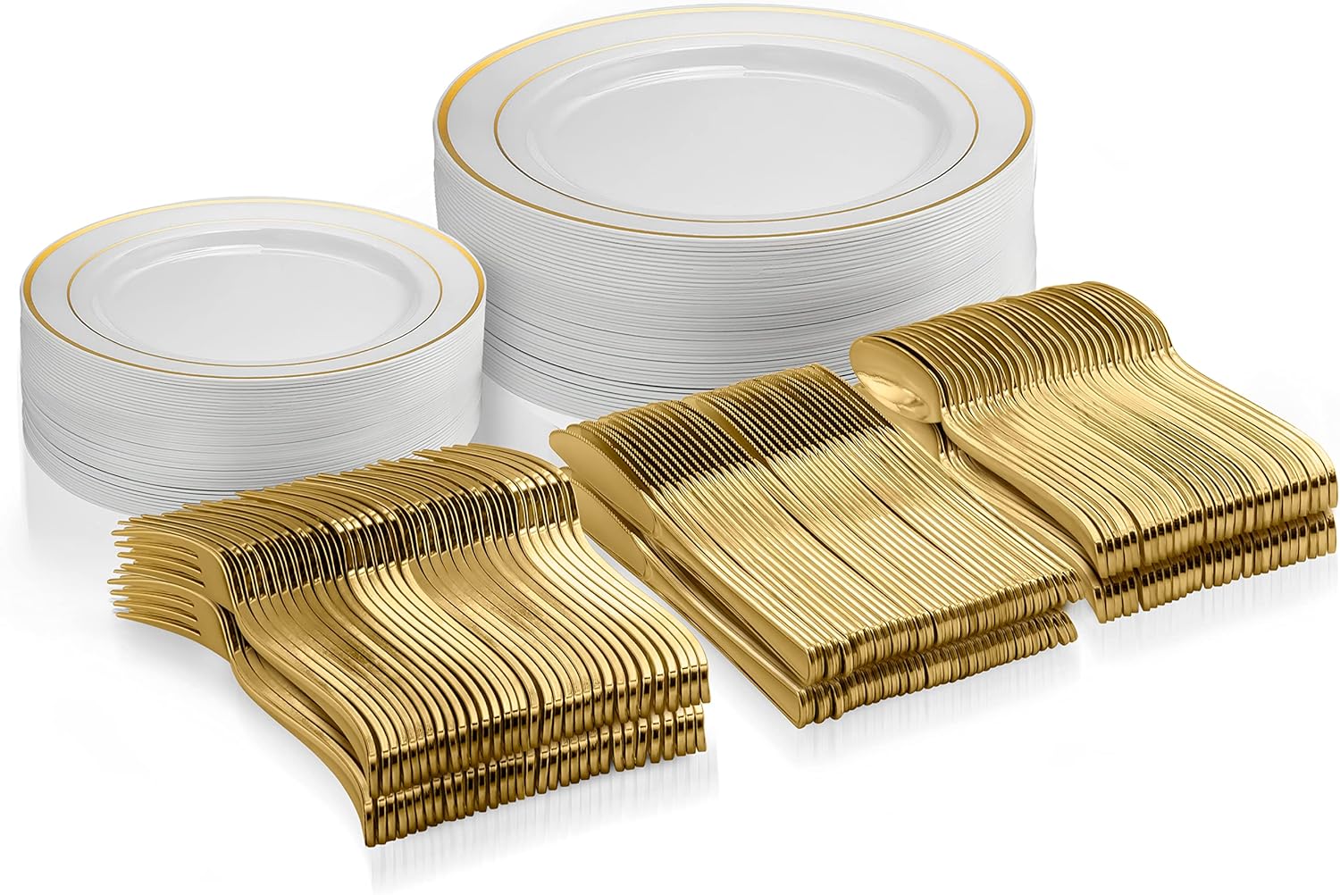 Munfix 125 Piece Gold Dinnerware Party Set - 50 Go...