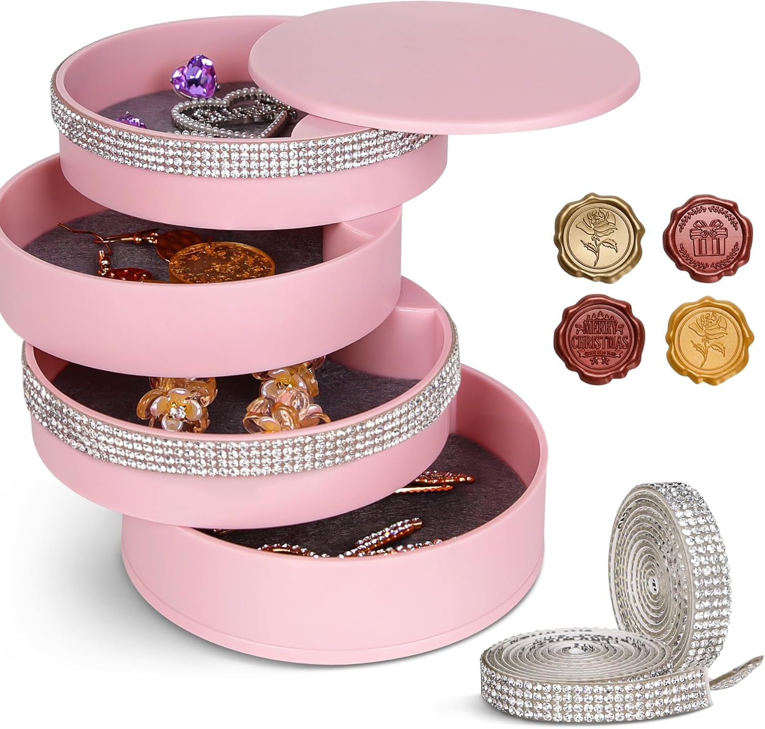 CONBOLA Jewelry Organizer, Small Jewelry Storage Box Earring Holder for Women, 5...