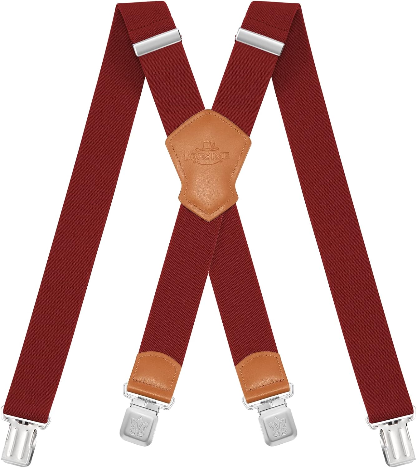 Dresime Suspender Mens Braces for Trousers with 4 Strong Clips 40mm Width, X Sha...