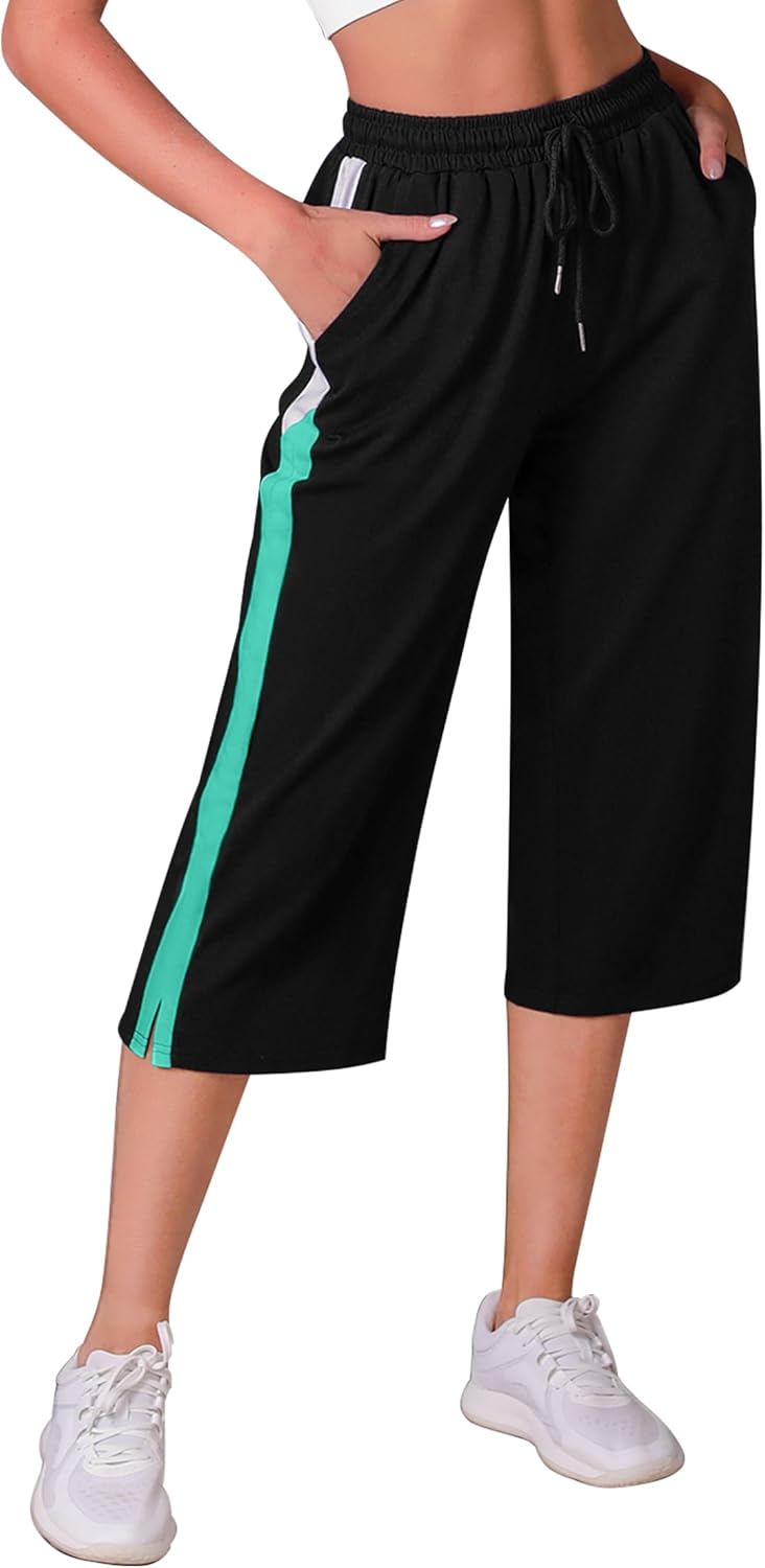 iClosam Women's Capri Sweatpants 3/4 Length Joggers Cotton Cropped Sports Pants...
