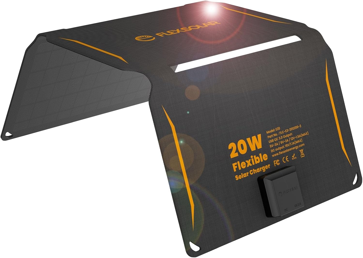 FlexSolar 20W Portable Solar Panel,ETFE Foldable Solar Panel Charger with QC3.0...