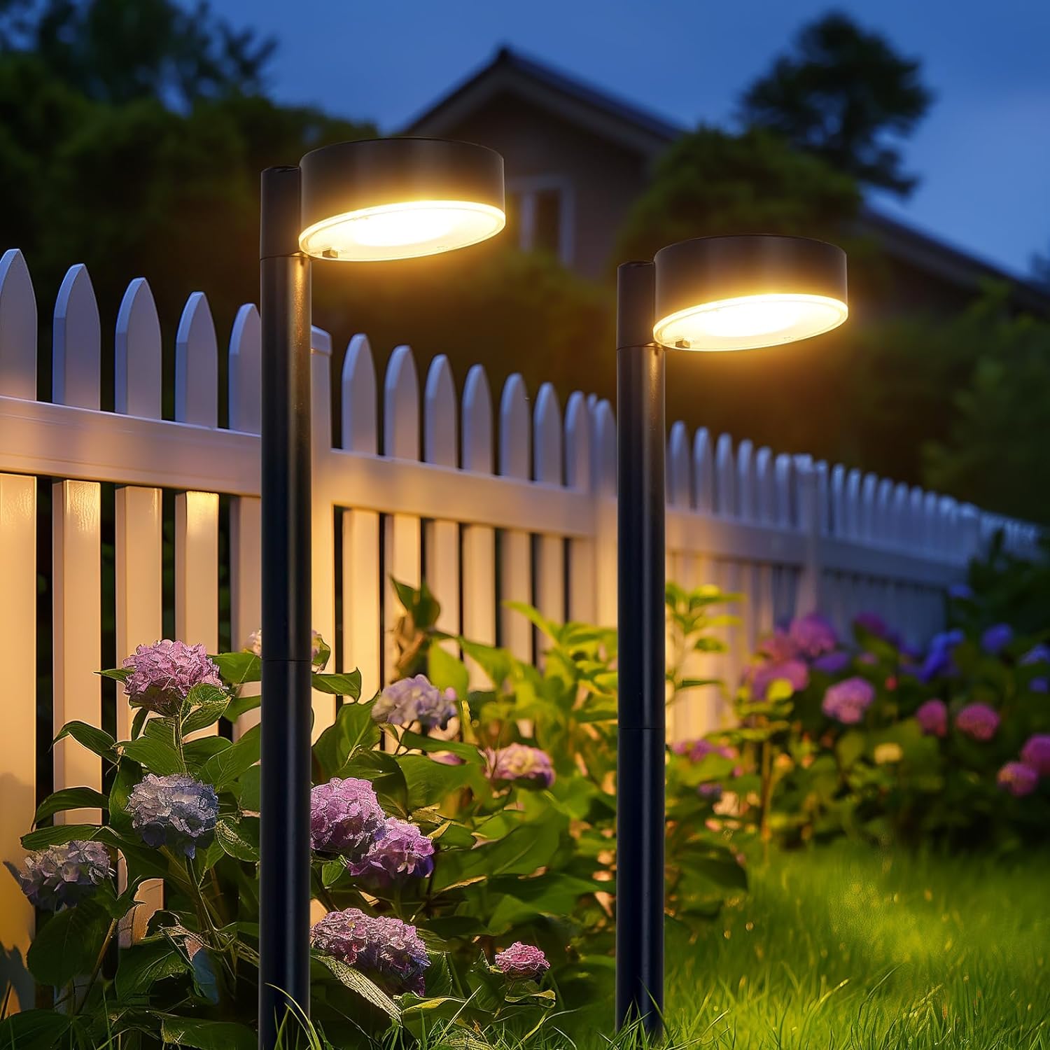 BUCASA Solar Lights Outdoor Garden, 2 Pack Super Bright Solar Garden Lights with...