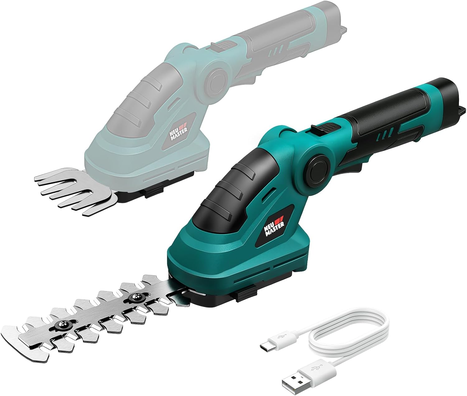 NEU MASTER Cordless Grass Shear 2-IN-1 Small Hedge Trimmer, 2.0Ah Rechargeable S...