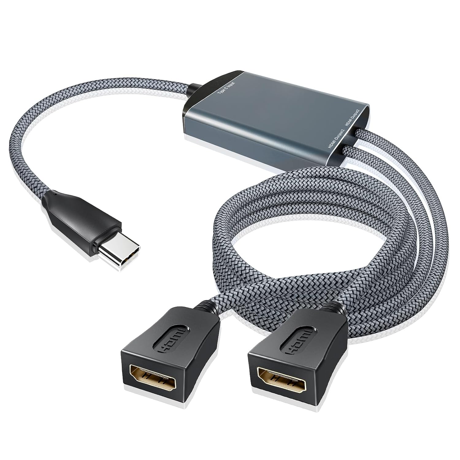 Basesailor USB C to Dual HDMI Splitter Cable Adapter 4FT,4K @60hz,Type C to HDMI...
