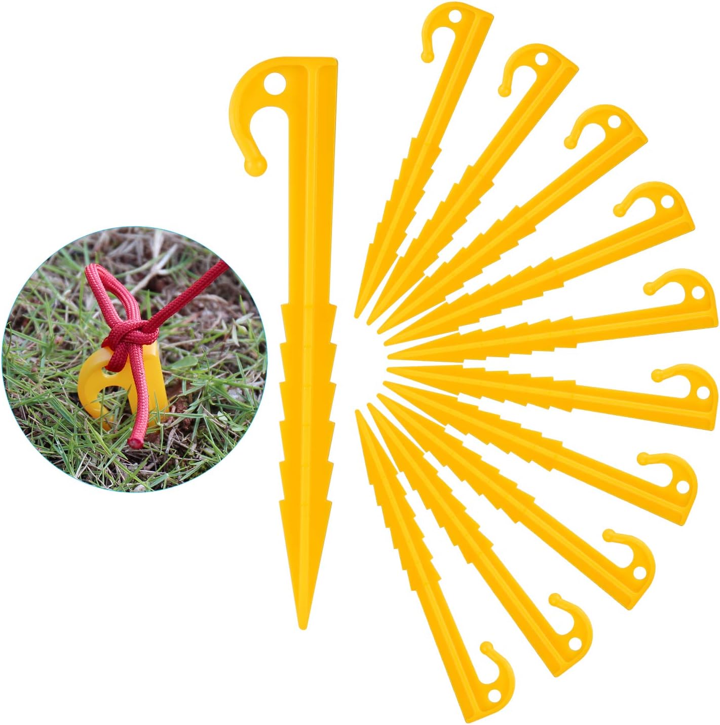Zocipro 30 Pcs Plastic Durable Camping Pegs, Screw in Tent pegs, Strong Garden G...