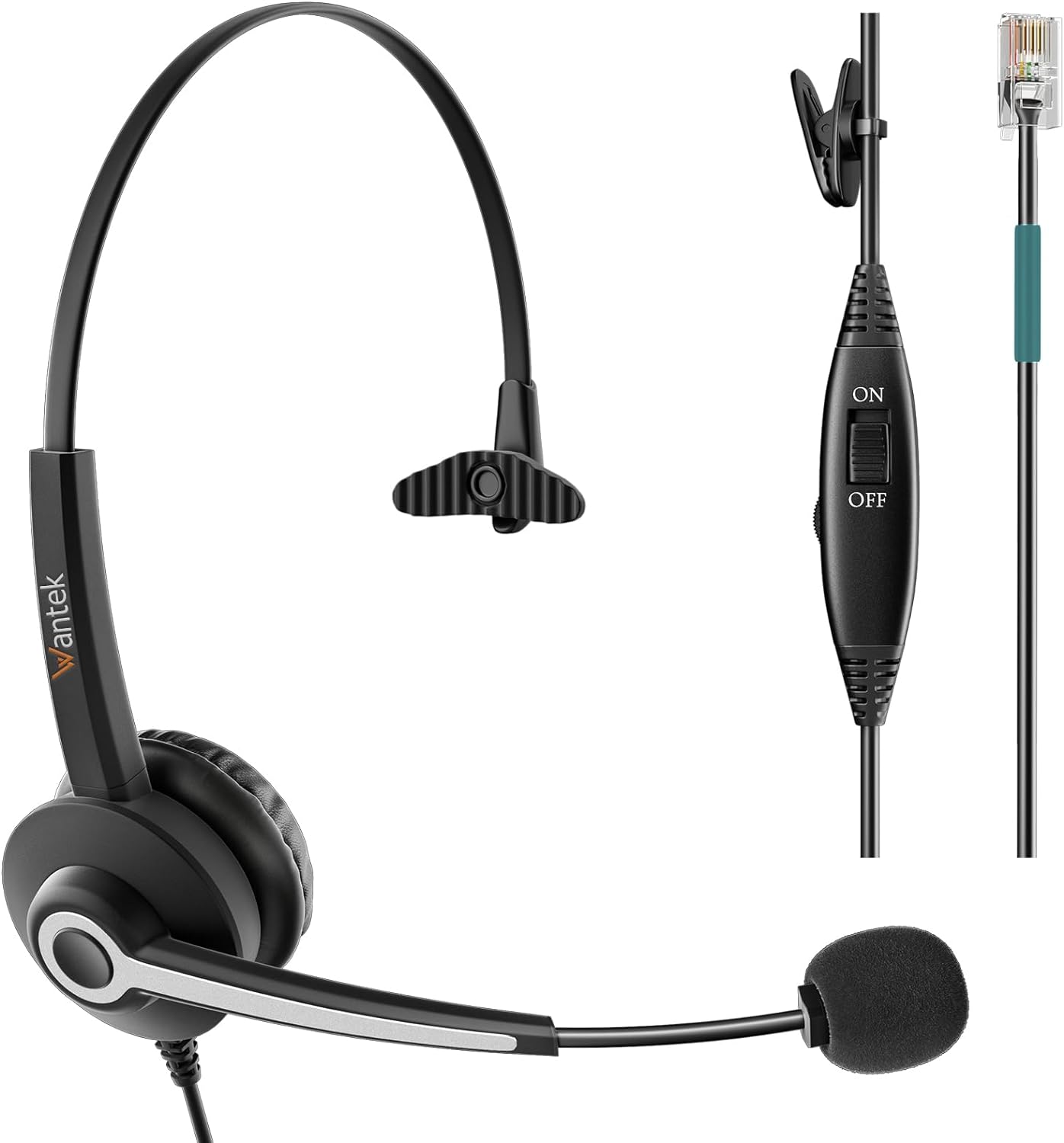 Wantek 681N Headset with Microphone, RJ9 Headphone for Telephones, Headset with...