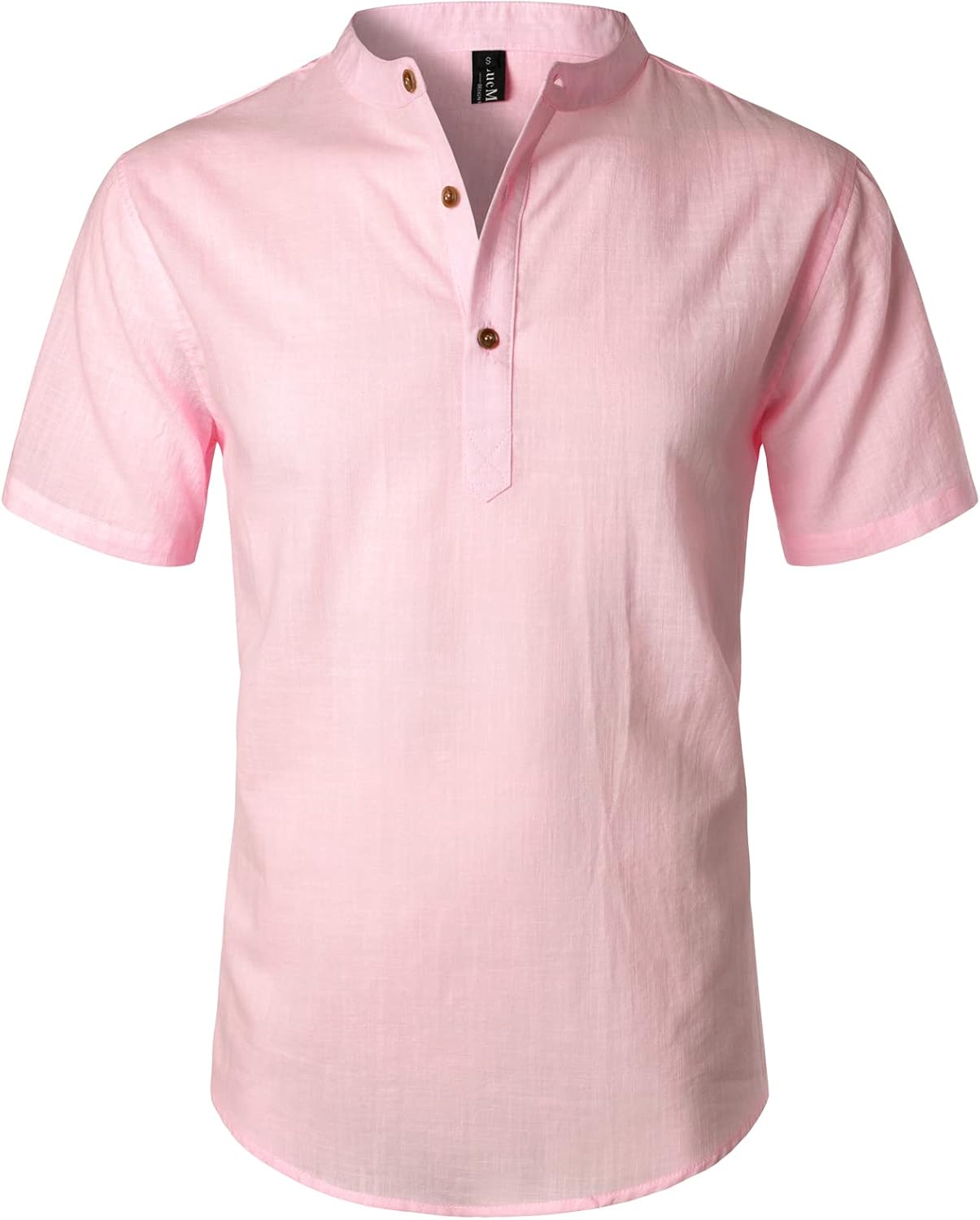 LucMatton Men's Casual Cotton Linen Short Sleeve Henley Shirt Summer Lightweight...