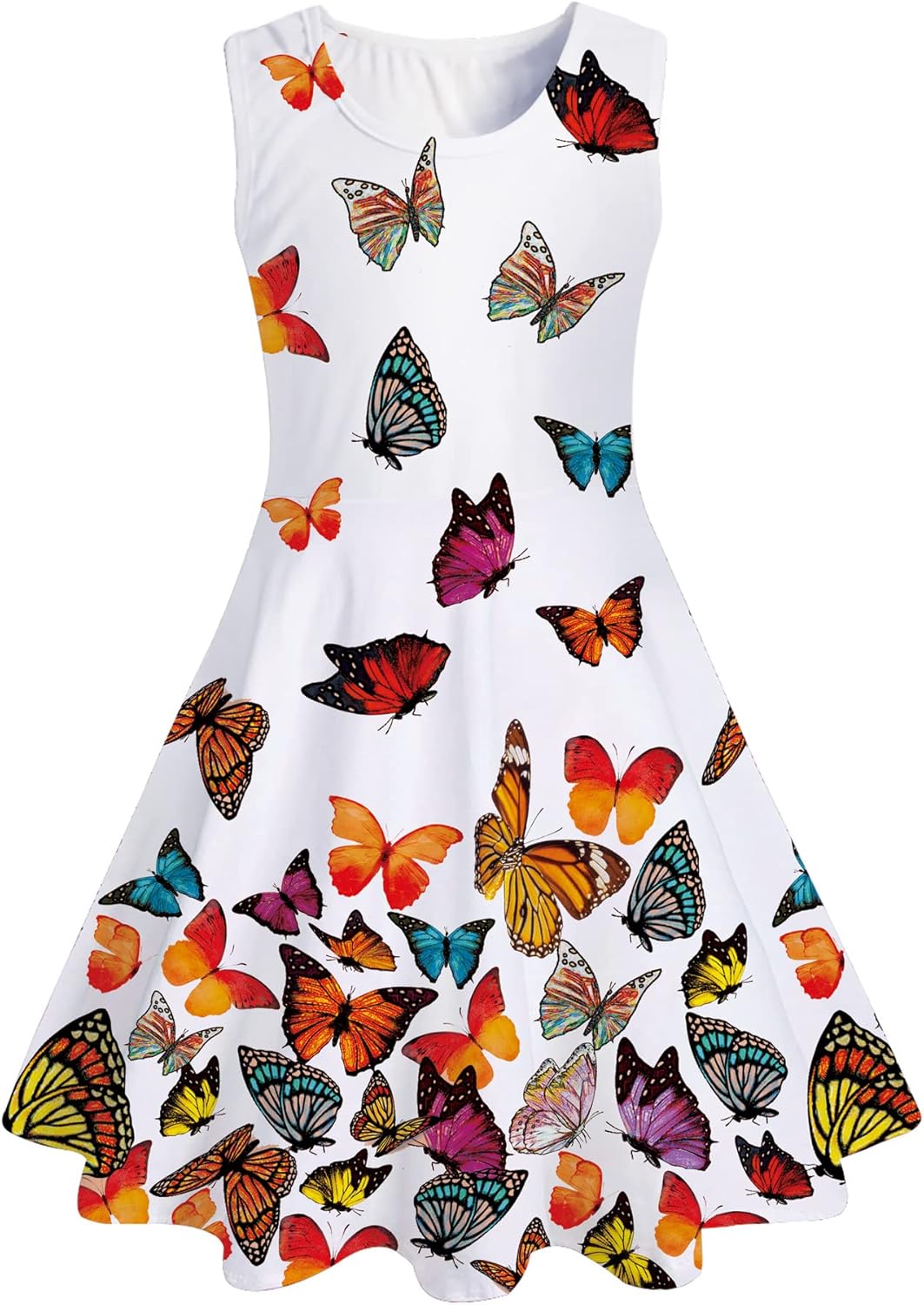 Belovecol Girls Dress Sleeveless 3D Pattern Swing Sundress A-line Round Neck Dre...