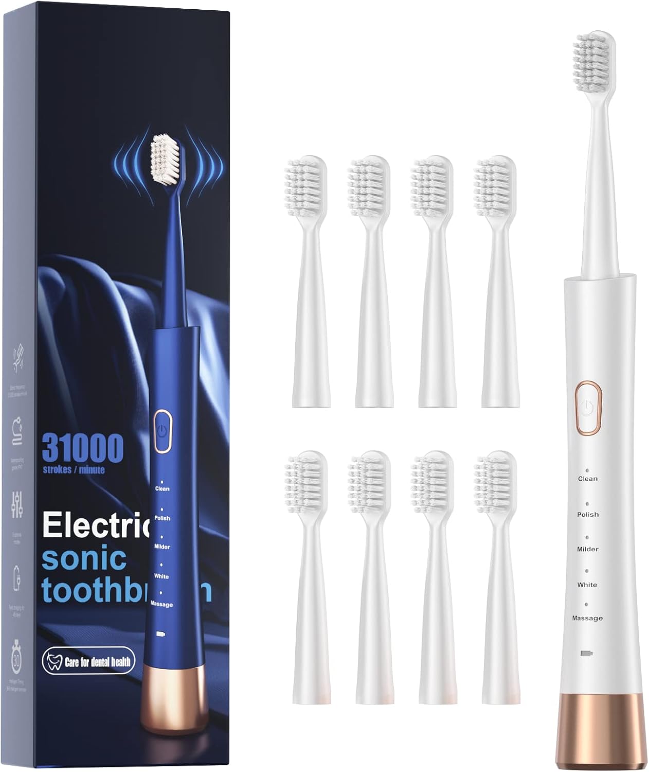 High Vibration Sonic Electric Toothbrush for Adults with 2 Minutes Smart Timer,...