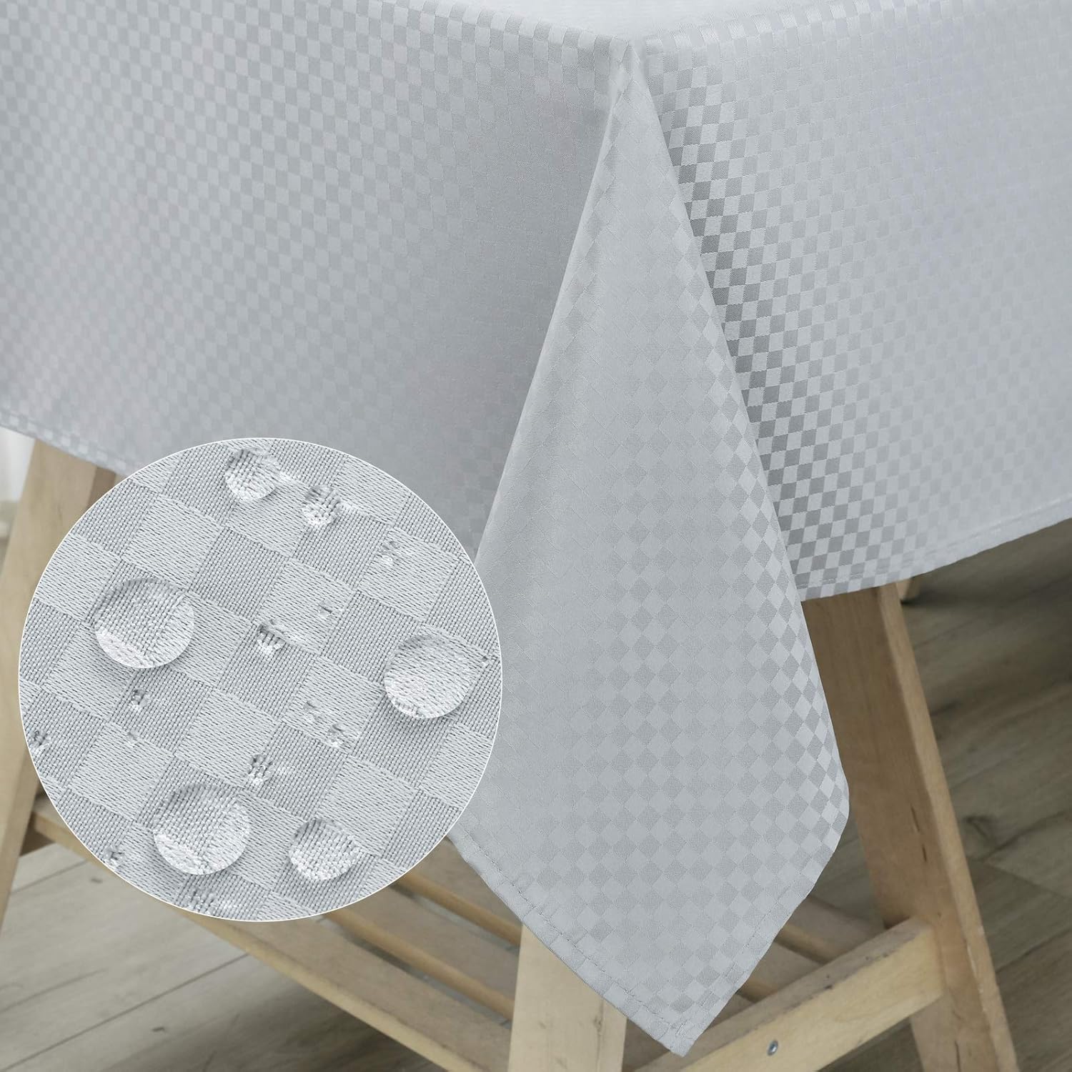 WELTRXE Rectangular Tablecloth Water Resistant Polyester Checkered Table Cloth O...