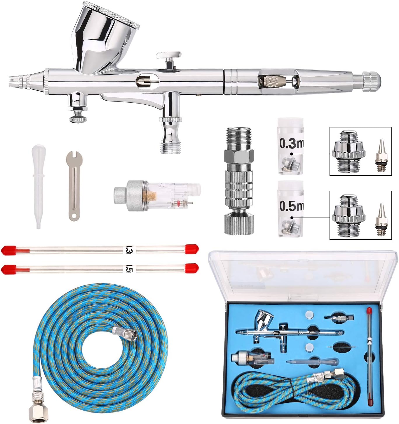 AGPTEK Airbrush, Double Action Airbrush Kit AirBrush Spray Gun with 0.2/0.3/0.5m...