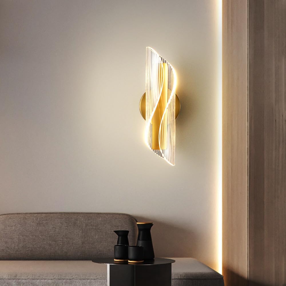 Comely LED Wall Lights Indoor, 12W Creative Spiral Design Gold Wall Lamp, 3 Ligh...