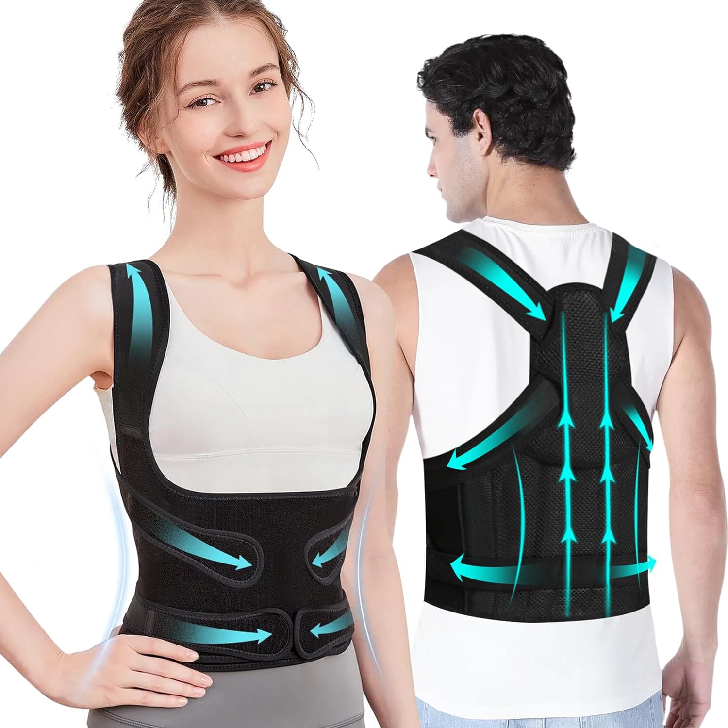 Back Support Brace Posture Corrector, Back Support Belt for Women and Men, Adjus...
