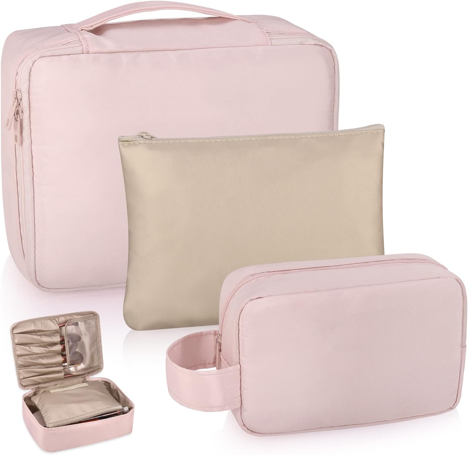 Zocipro 2Pcs Travel Makeup Bag, Large Makeup Bag Waterproof Cosmetic Bag Portabl...