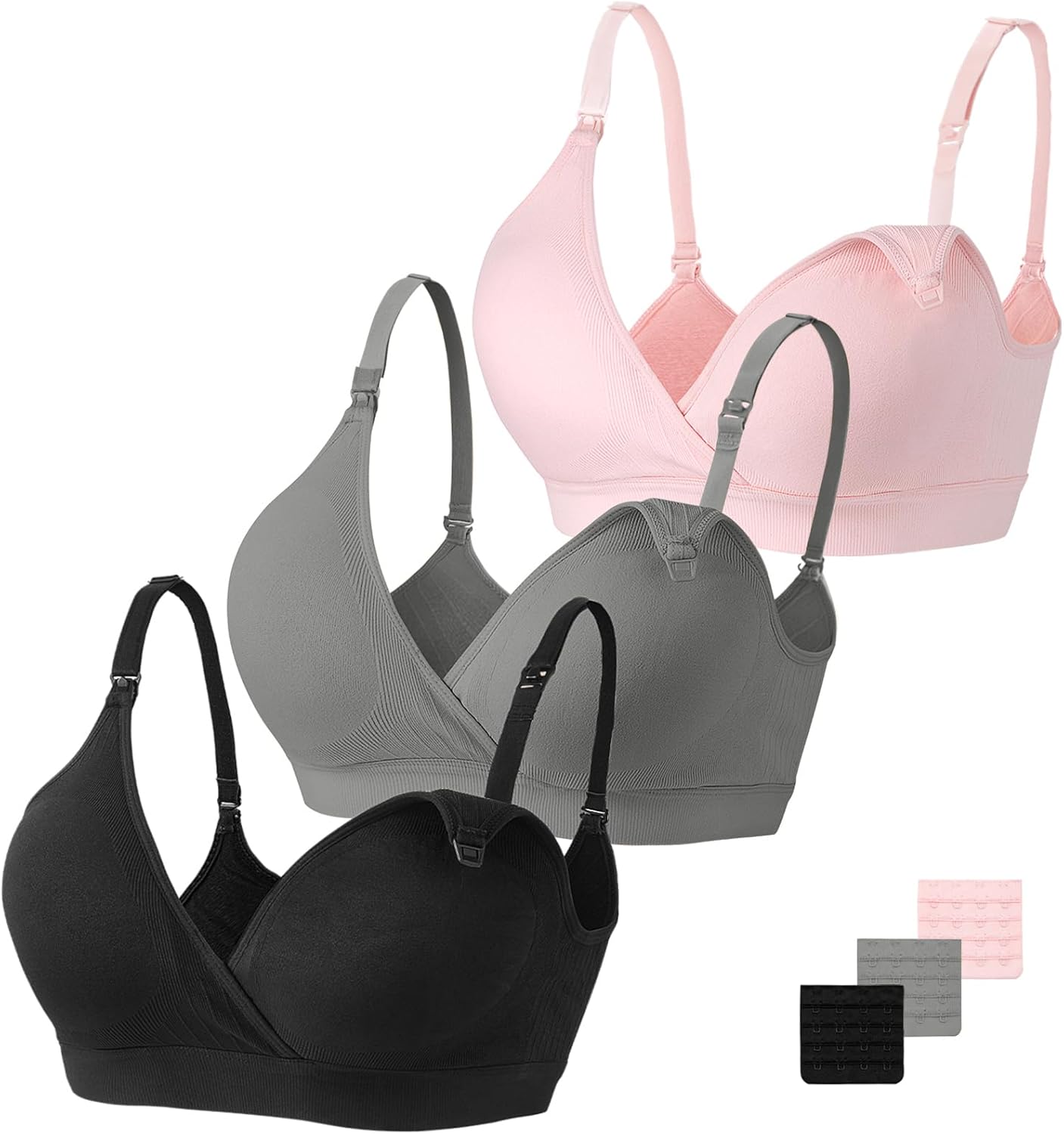 Vinfact Nursing Bra 3 Pack Seamless V Neck Maternity Bra Women Pregnancy Breastf...