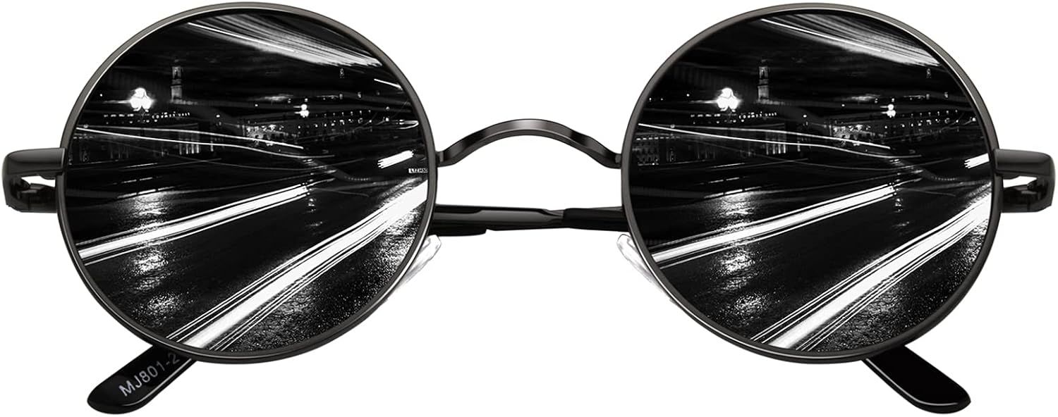 CGID Retro Round Sunglasses Vintage Style Lennon Inspired Metal Circle Polarised...
